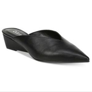 Bar III Black Vegan Leather Slides Wedges Pointy Mules Shoes